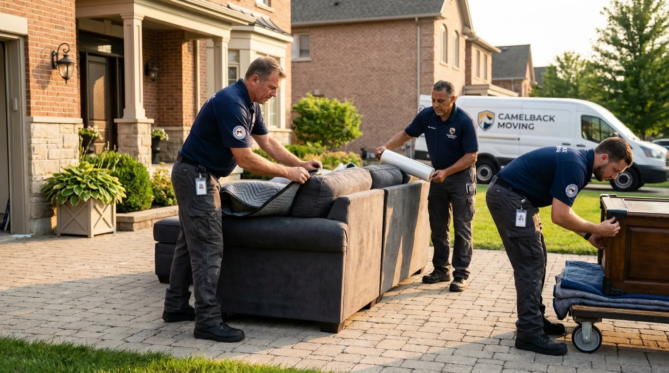 Large estate moving crew wrapping furniture in Gibbstown, NJ