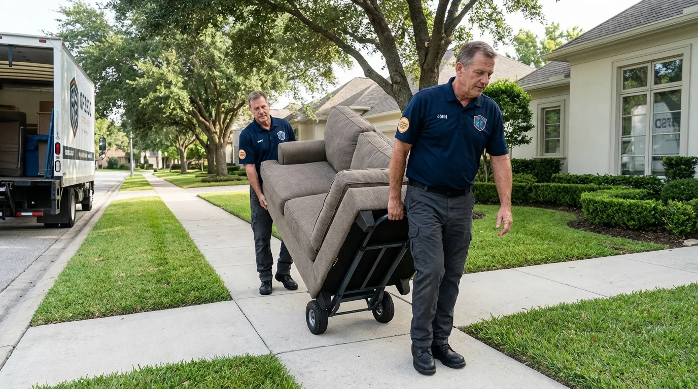 Local residential moving crew loading furniture in Gibbstown, NJ
