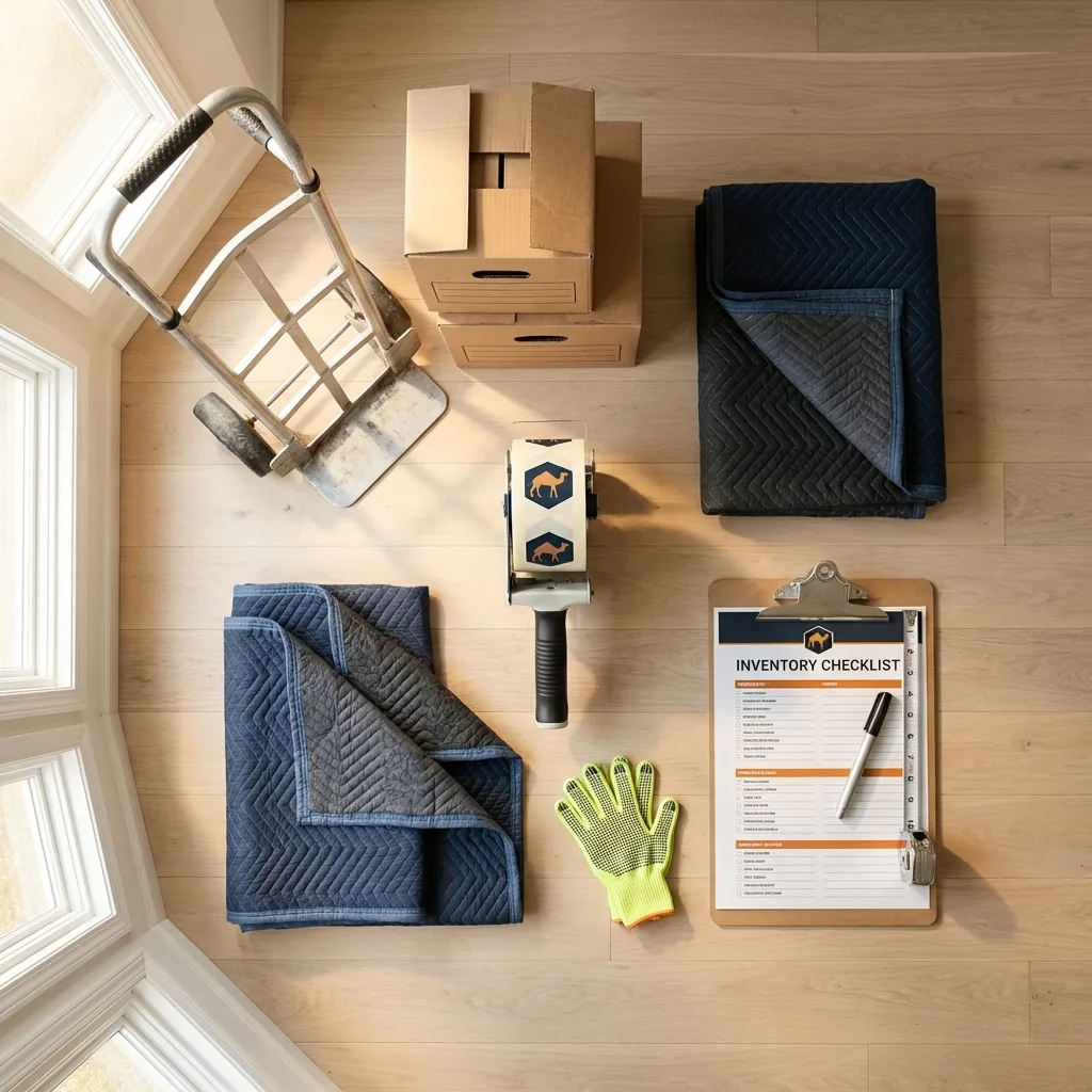 Professional moving supplies and packing materials layout for Gibbstown residential relocations